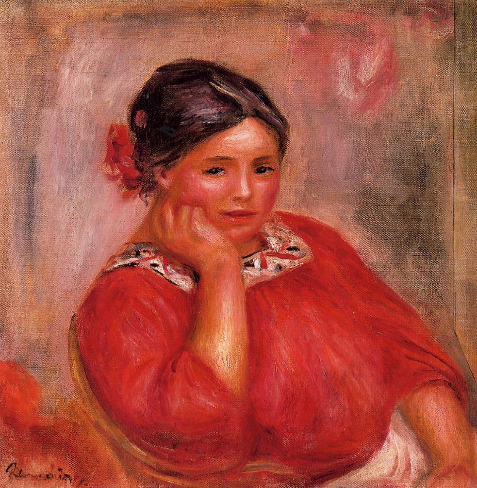 Gabrielle in a red blouse 1896